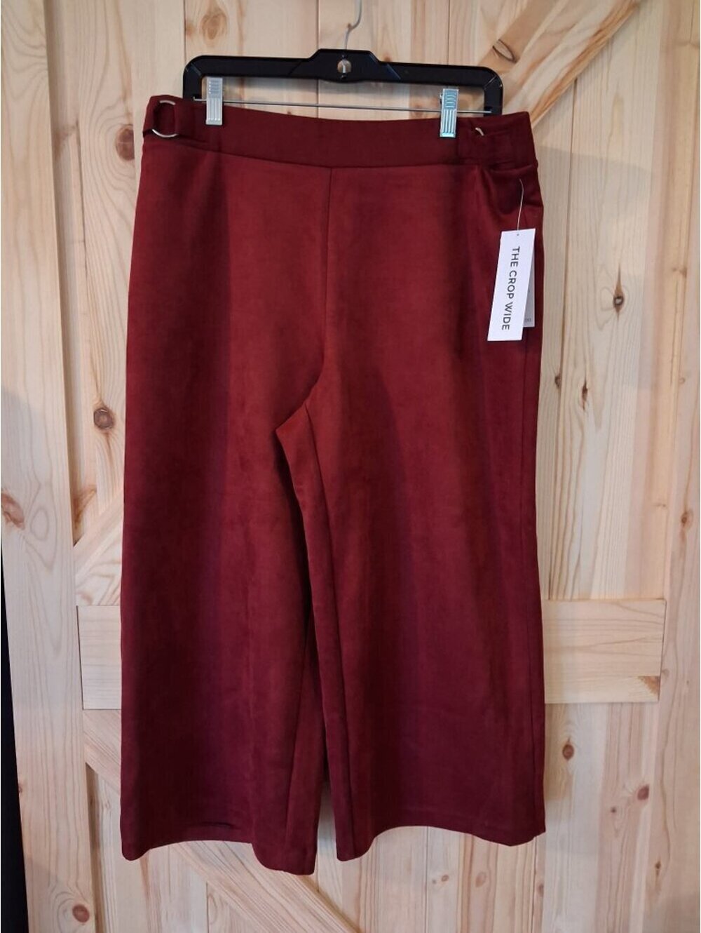 Rafaella Women's Crop Wide Leg Pants in Burgundy, Size 14 NWT